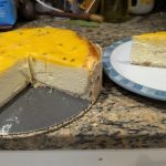 Passionfruit Cheesecake with slices taken out